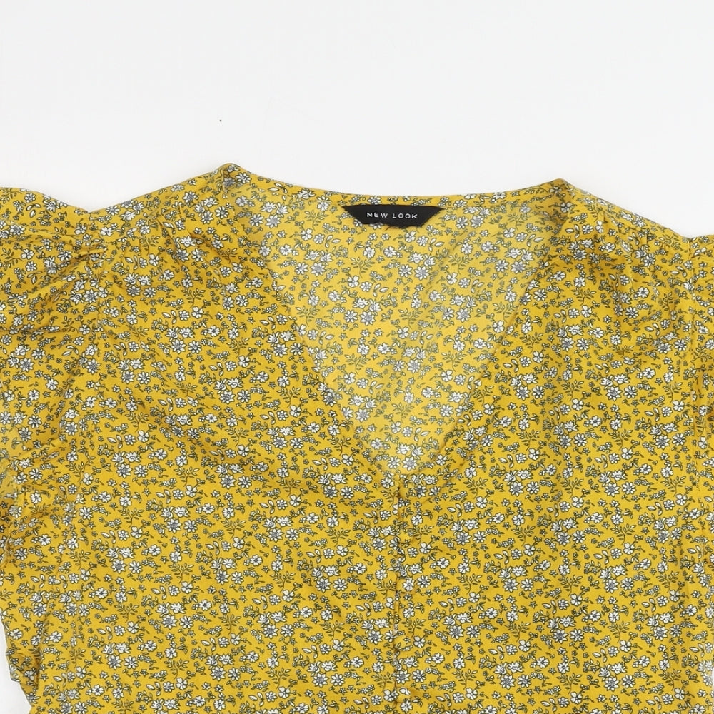 Womens UK Size S New Look Yellow Basic Blouse