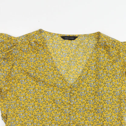 Womens UK Size S New Look Yellow Basic Blouse