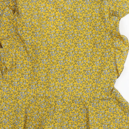 Womens UK Size S New Look Yellow Basic Blouse