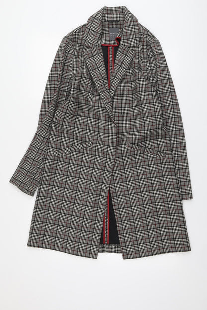 Primark Womens Beige Geometric Overcoat Coat Size 8 Button