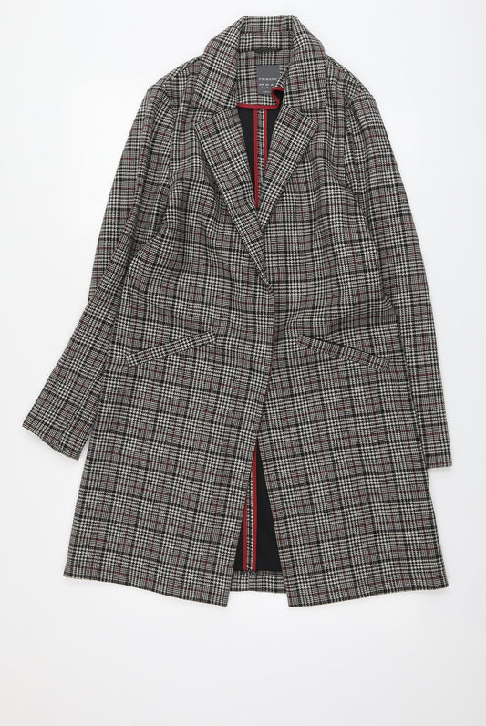 Primark Womens Beige Geometric Overcoat Coat Size 8 Button