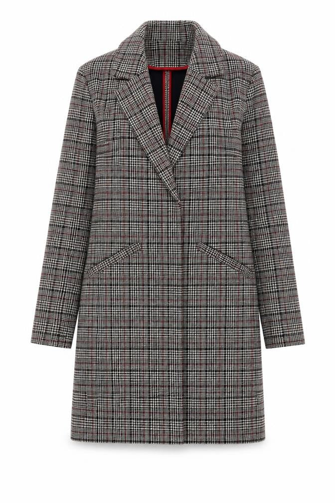 Primark Womens Beige Geometric Overcoat Coat Size 8 Button