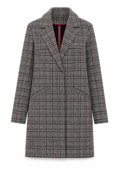 Primark Womens Beige Geometric Overcoat Coat Size 8 Button