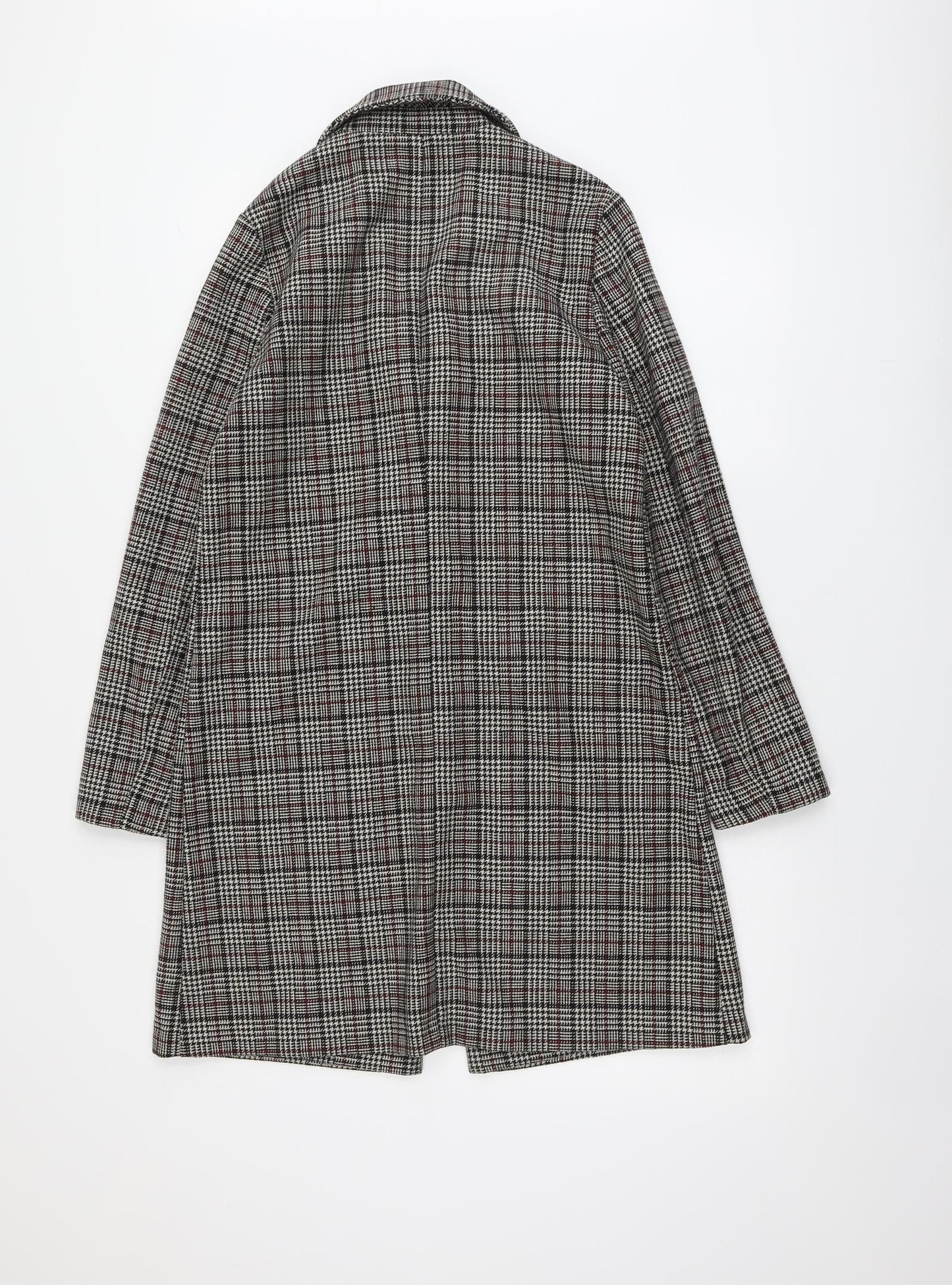 Primark Womens Beige Geometric Overcoat Coat Size 8 Button