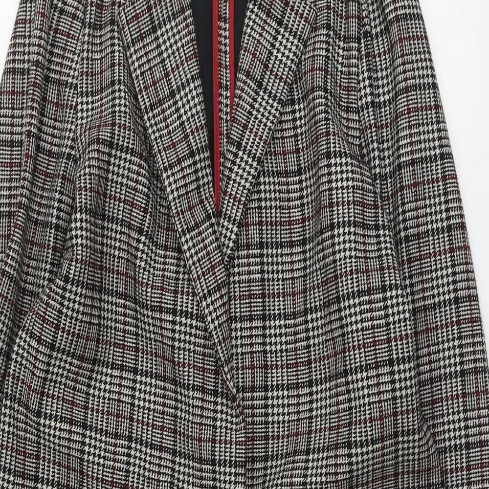 Primark Womens Beige Geometric Overcoat Coat Size 8 Button