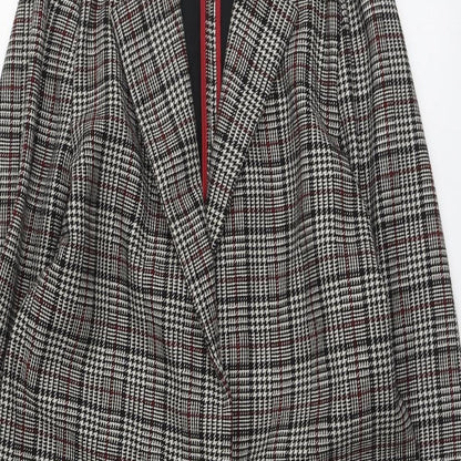 Primark Womens Beige Geometric Overcoat Coat Size 8 Button