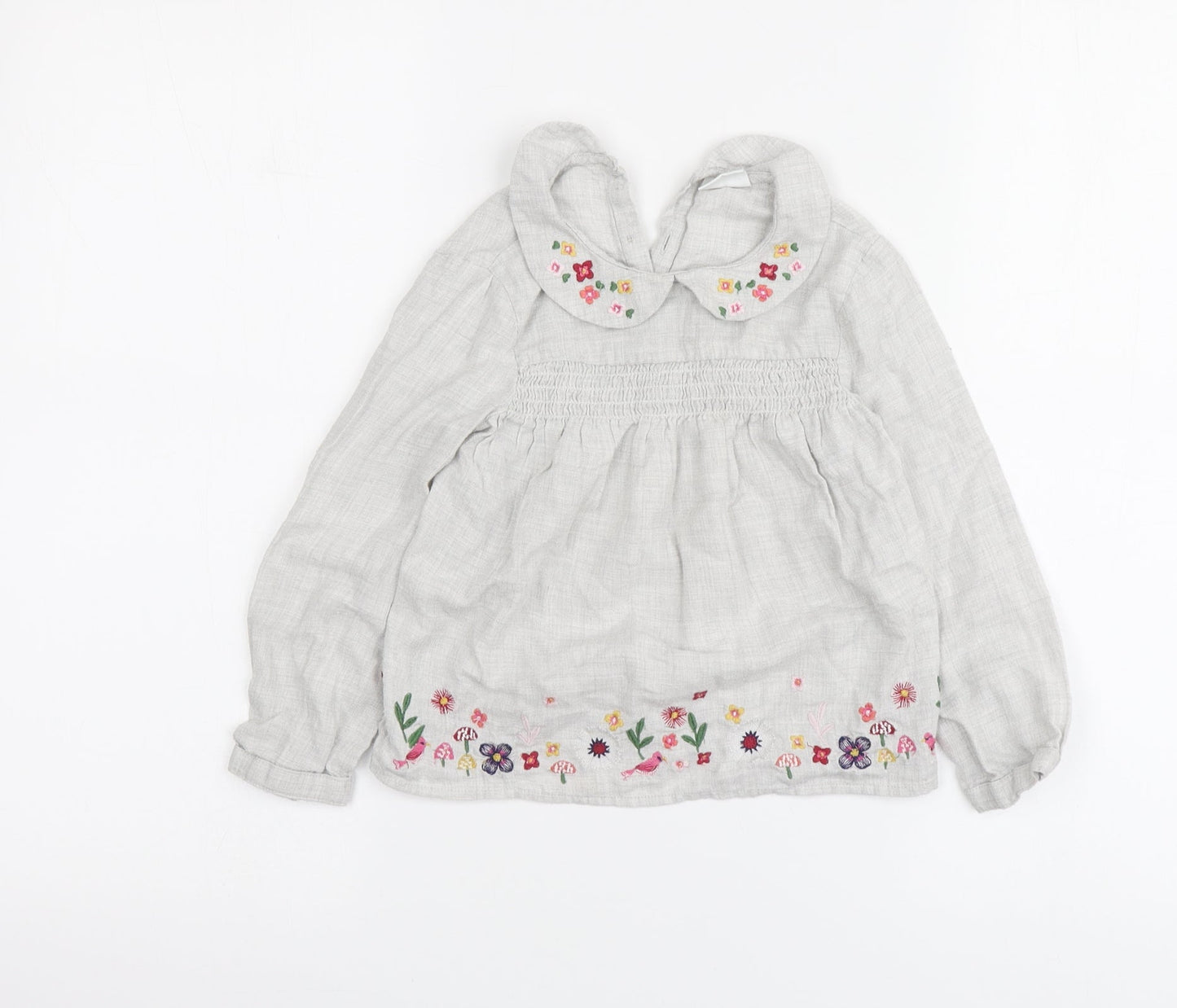 F&F Girls Grey Cotton Basic Size 3-4 Years Round Neck - Flowers