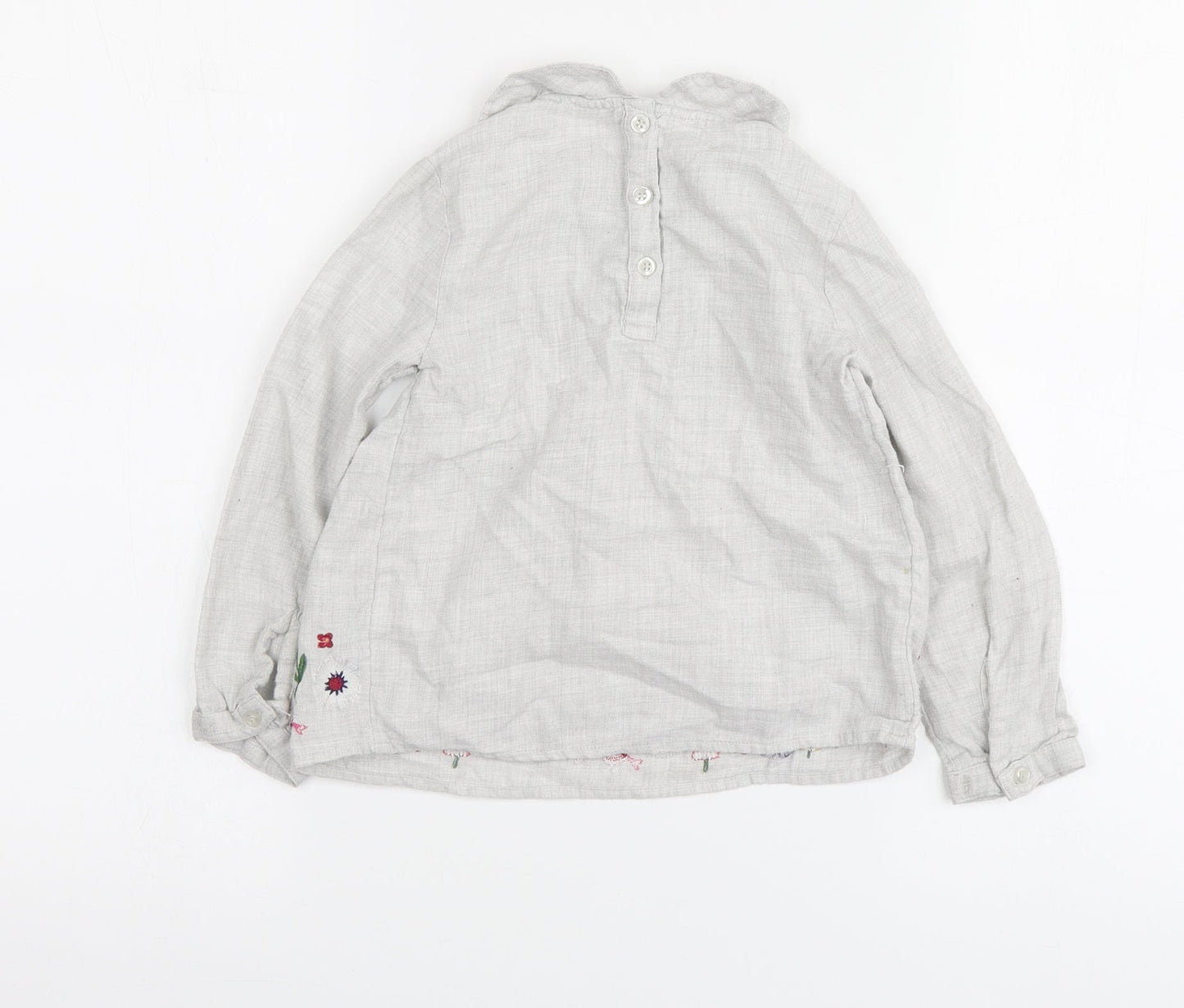 F&F Girls Grey Cotton Basic Size 3-4 Years Round Neck - Flowers