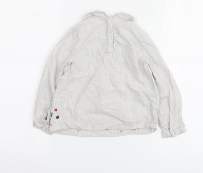 F&F Girls Grey Cotton Basic Size 3-4 Years Round Neck - Flowers