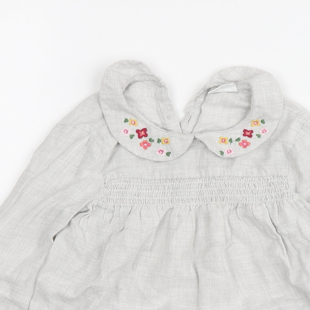 F&F Girls Grey Cotton Basic Size 3-4 Years Round Neck - Flowers