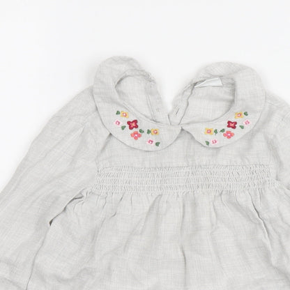 F&F Girls Grey Cotton Basic Size 3-4 Years Round Neck - Flowers