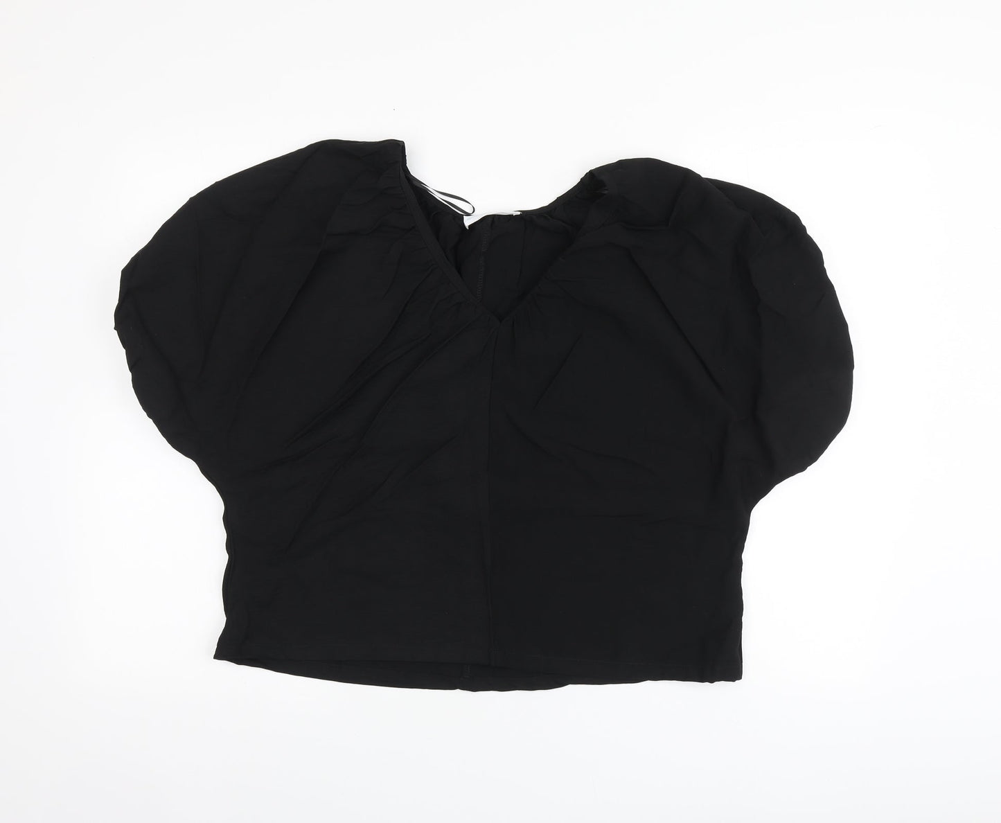 Primark Womens Black Viscose Basic Blouse Size 8 V-Neck