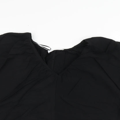 Primark Womens Black Viscose Basic Blouse Size 8 V-Neck