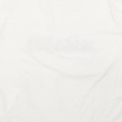 Damart Womens White Cotton Basic T-Shirt Size L Scoop Neck - Flowers