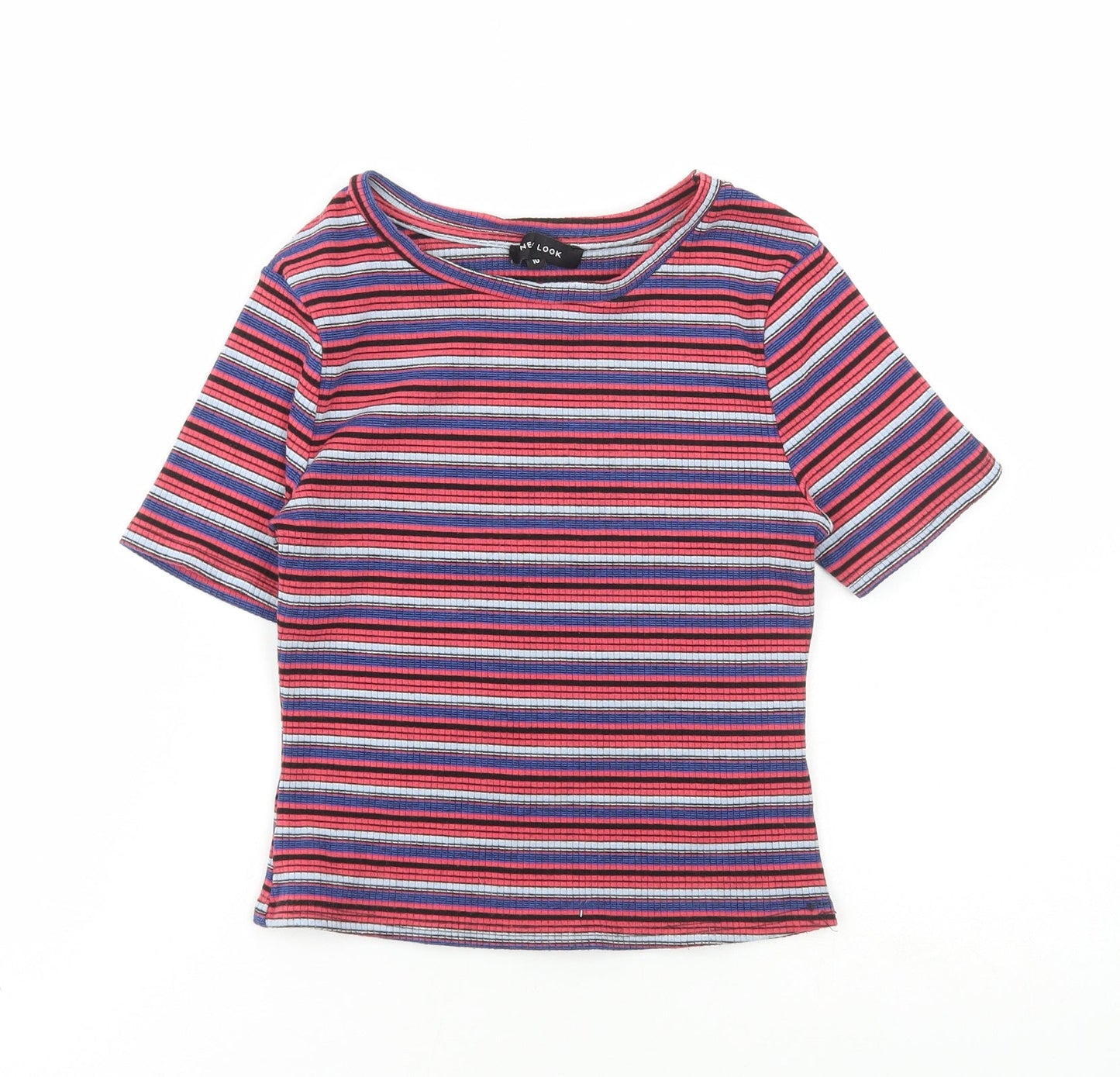 Womens UK Size 10 New Look Multicoloured Cropped T-Shirt