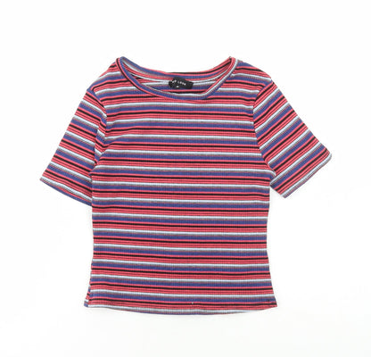 Womens UK Size 10 New Look Multicoloured Cropped T-Shirt