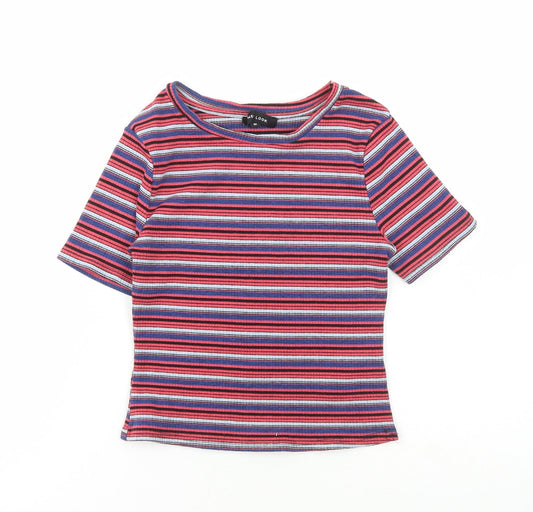 Womens UK Size 10 New Look Multicoloured Cropped T-Shirt