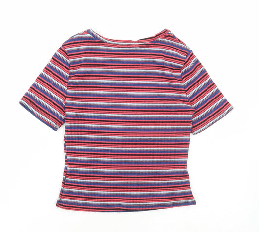 Womens UK Size 10 New Look Multicoloured Cropped T-Shirt