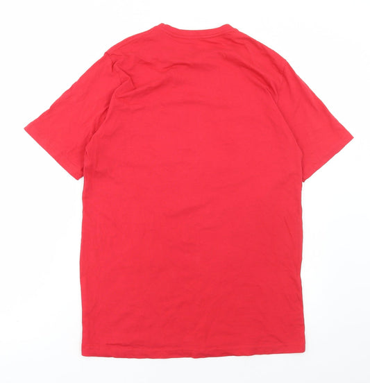 Preworn Mens Red Cotton T-Shirt Size M Round Neck - Most wonderful time for a beer Christmas