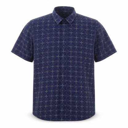 Forever 21 Mens Blue Geometric Cotton Button-Up Size L Collared Button
