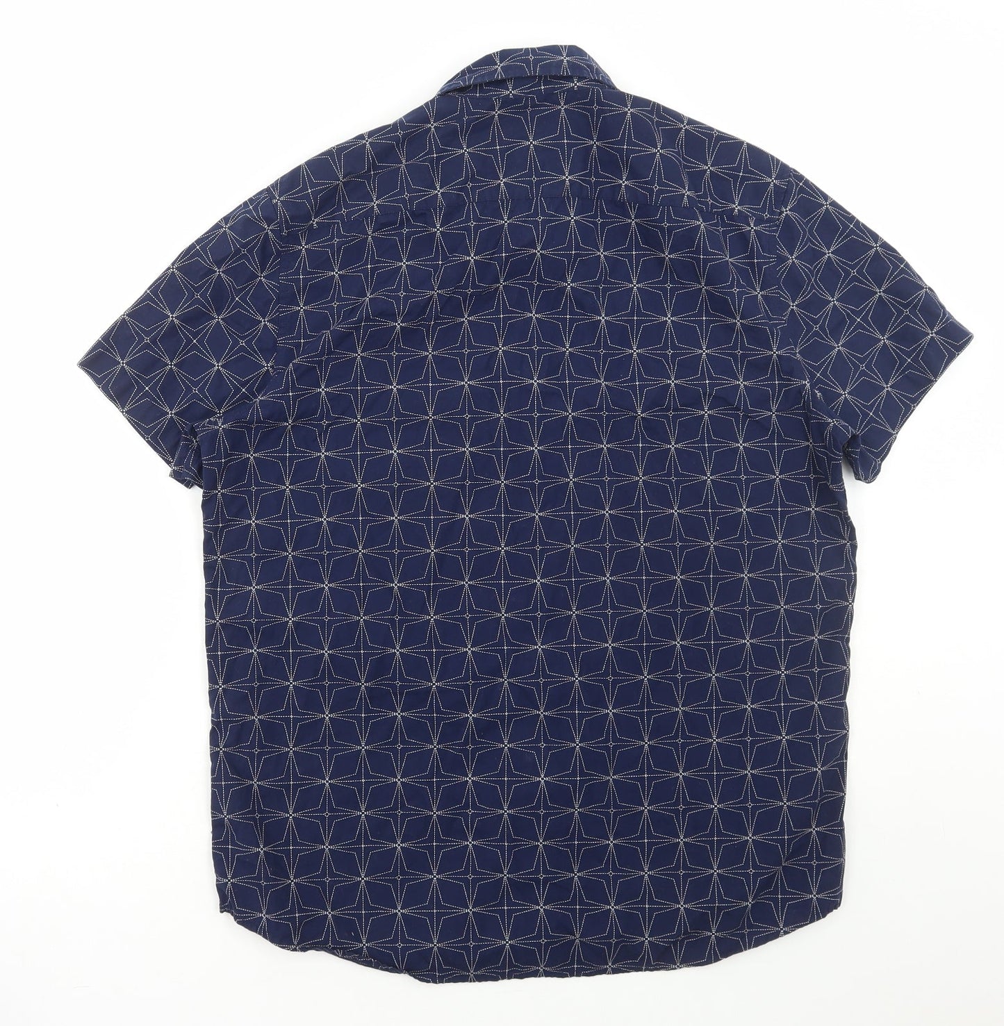 Mens UK Size L FOREVER 21 Blue  Button-Up Short Sleeve Casual Shirt
