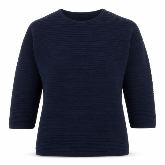 Adini Womens Blue Scoop Neck Cotton Pullover Jumper Size S