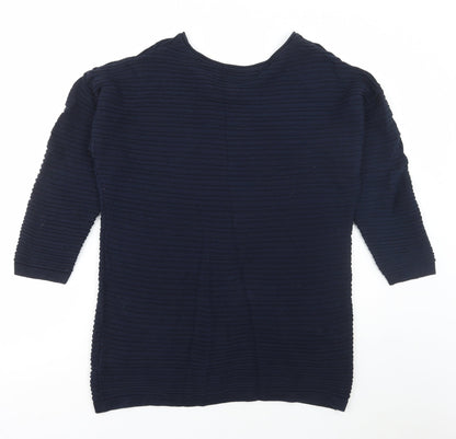 Adini Womens Blue Scoop Neck Cotton Pullover Jumper Size S