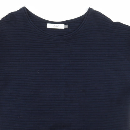 Adini Womens Blue Scoop Neck Cotton Pullover Jumper Size S