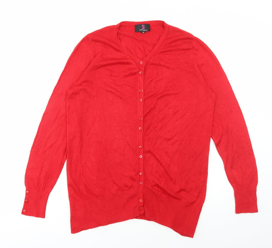 Womens UK Size M Simon Jeffrey Red Cardigan Jumper