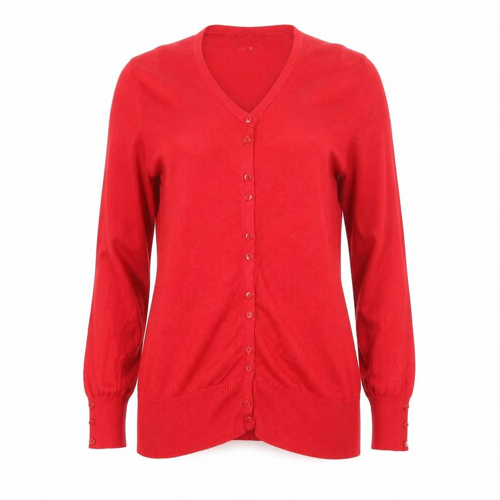Womens UK Size M Simon Jeffrey Red Cardigan Jumper