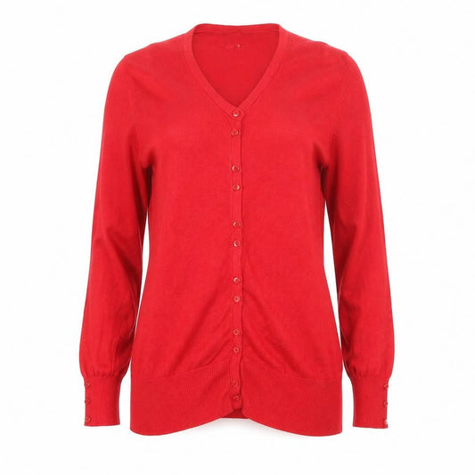 Womens UK Size M Simon Jeffrey Red Cardigan Jumper