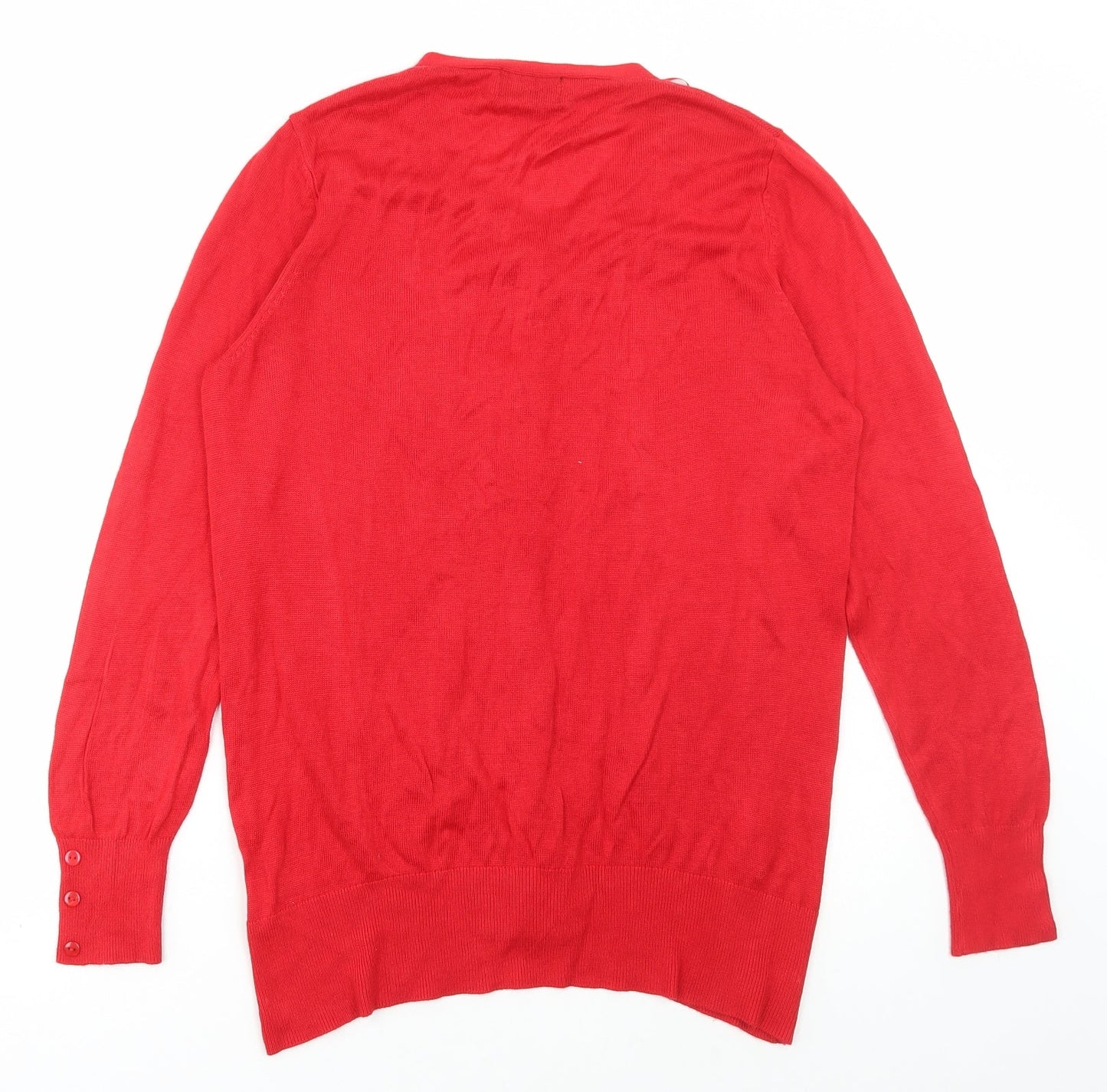 Womens UK Size M Simon Jeffrey Red Cardigan Jumper