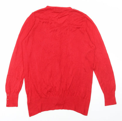 Womens UK Size M Simon Jeffrey Red Cardigan Jumper