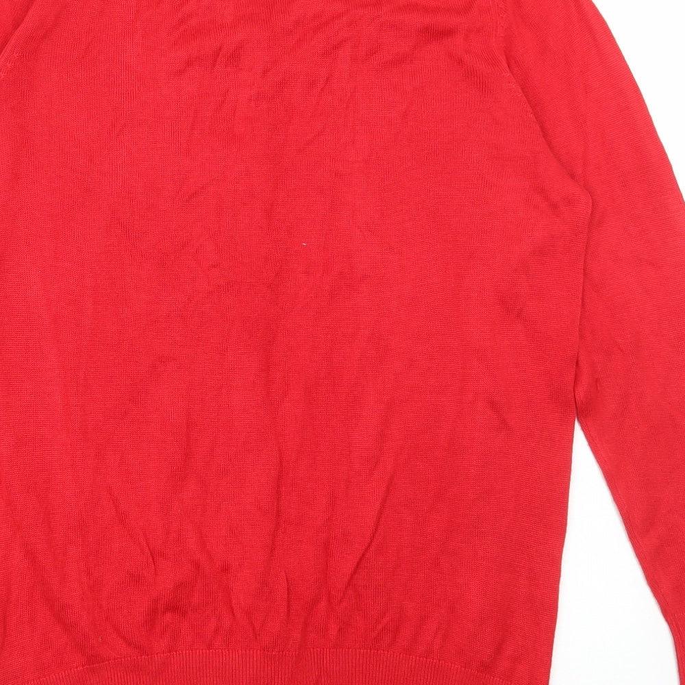 Womens UK Size M Simon Jeffrey Red Cardigan Jumper
