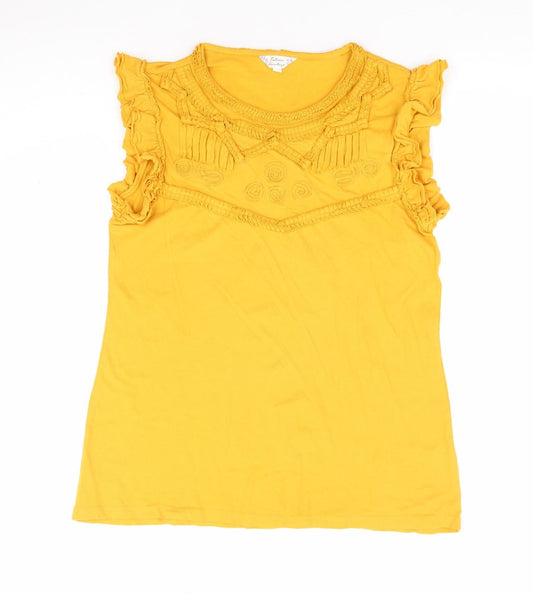 Falmer Heritage Womens Yellow 100% Cotton Jersey Tank Size 8 Round Neck