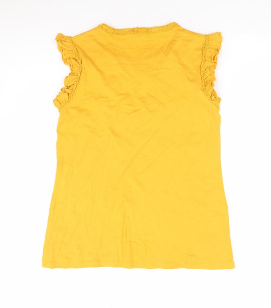 Falmer Heritage Womens Yellow 100% Cotton Jersey Tank Size 8 Round Neck