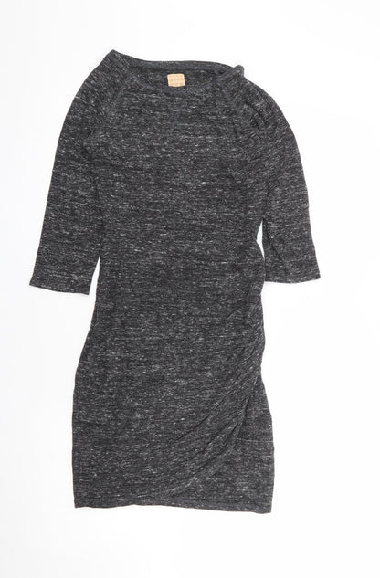 Zara Womens Grey Viscose Bodycon Size S Round Neck Pullover