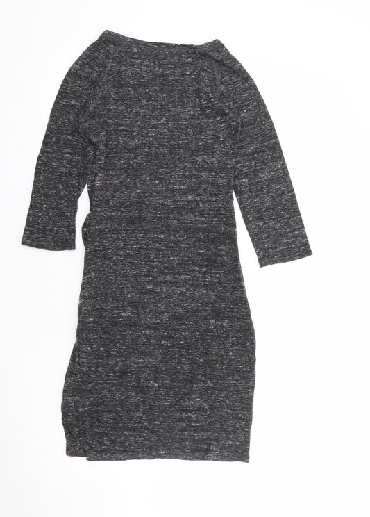 Zara Womens Grey Viscose Bodycon Size S Round Neck Pullover
