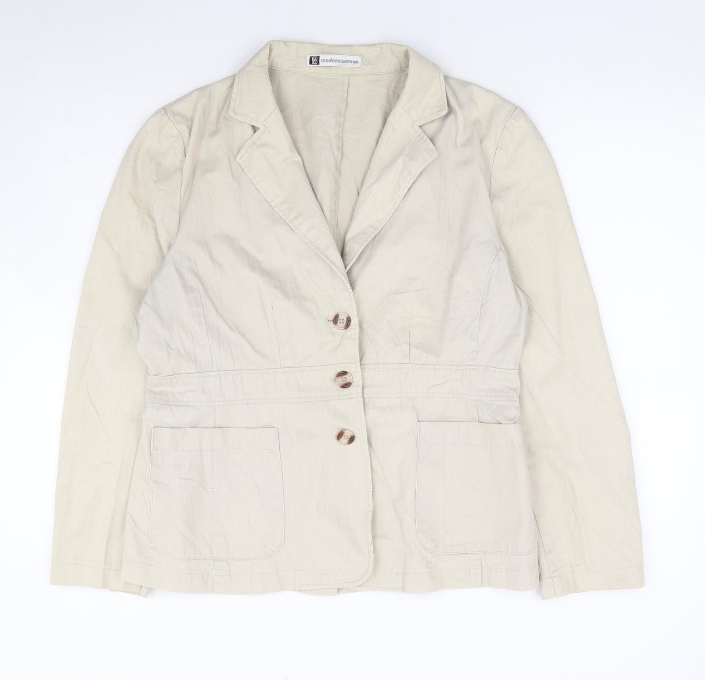 Modernwoman Womens Beige 100% Cotton Jacket Suit Jacket Size 14
