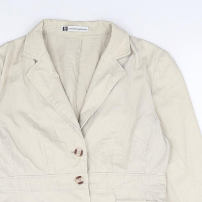 Modernwoman Womens Beige 100% Cotton Jacket Suit Jacket Size 14