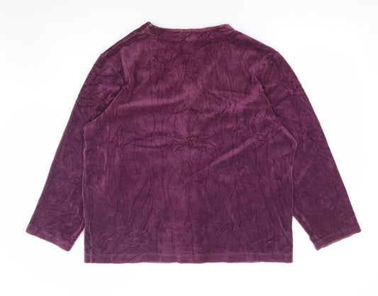 F&F Womens Purple Floral Polyester Jersey Blouse Size 14 V-Neck