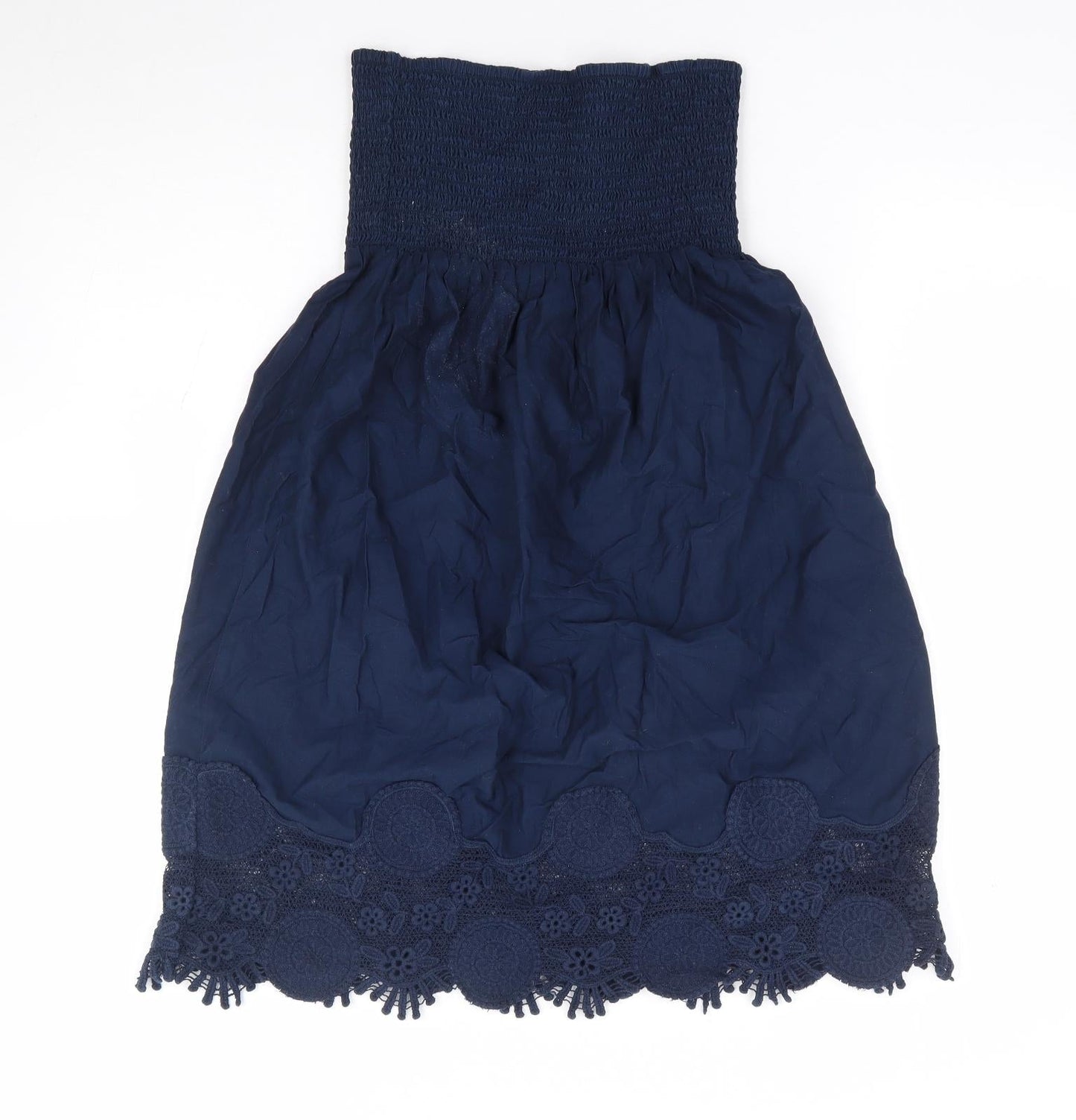 NEXT Womens Blue 100% Cotton A-Line Size 6 Off the Shoulder Pullover - Embellished Hem