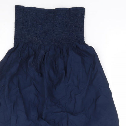 NEXT Womens Blue 100% Cotton A-Line Size 6 Off the Shoulder Pullover - Embellished Hem