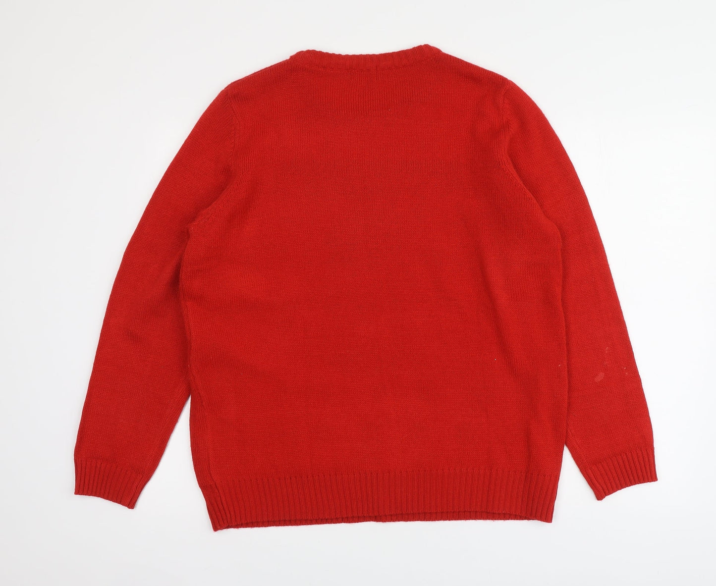Avenue Mens Red Round Neck Acrylic Pullover Jumper Size L - Santa Jumper