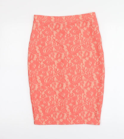 TU Womens Pink Geometric Polyester Straight & Pencil Skirt Size 8 Zip