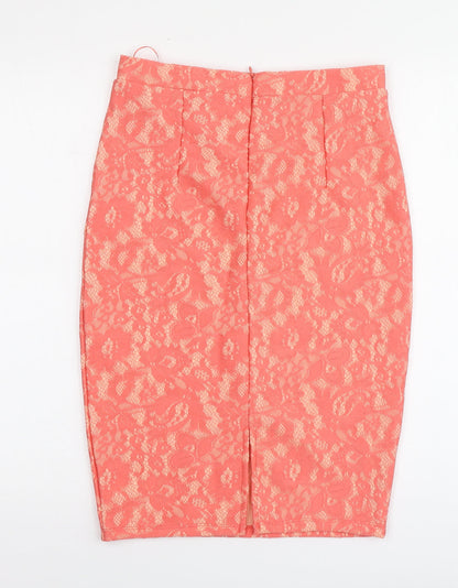 TU Womens Pink Geometric Polyester Straight & Pencil Skirt Size 8 Zip