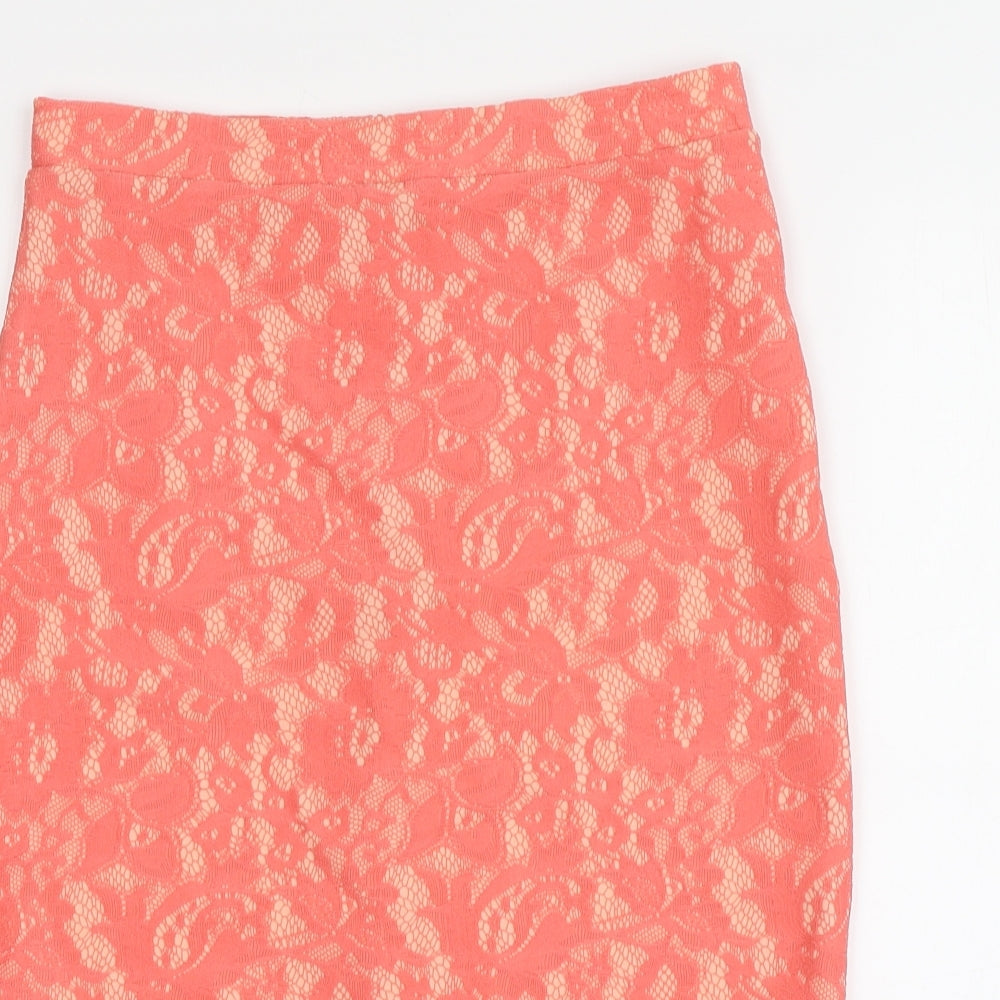 TU Womens Pink Geometric Polyester Straight & Pencil Skirt Size 8 Zip