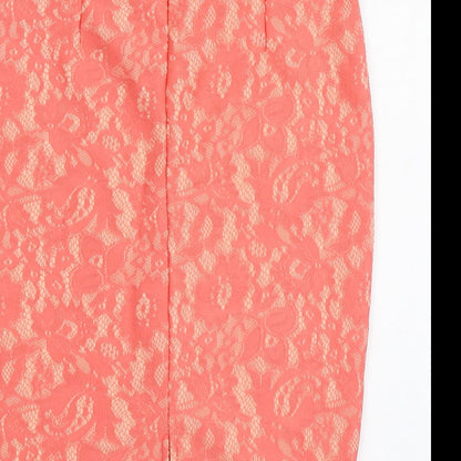 TU Womens Pink Geometric Polyester Straight & Pencil Skirt Size 8 Zip