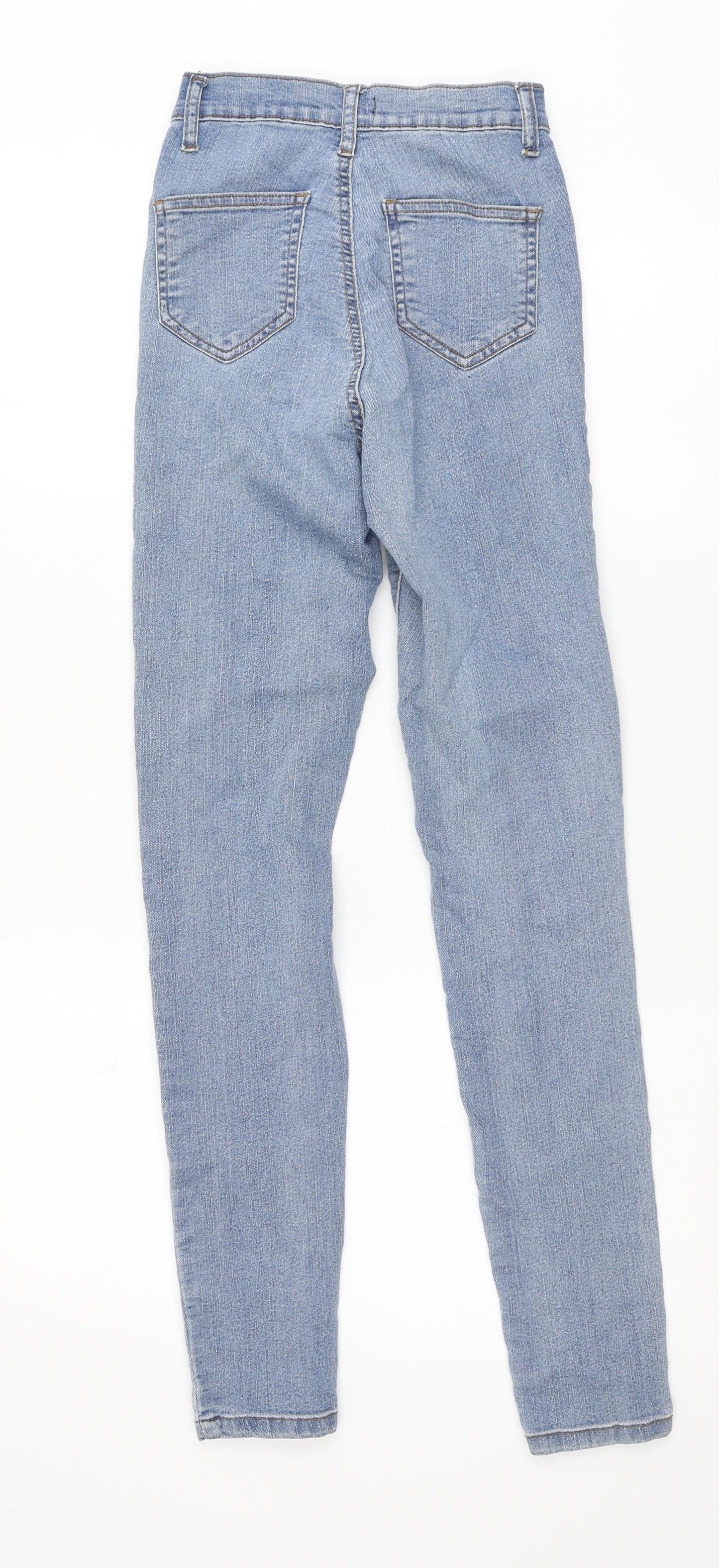 PRETTYLITTLETHING Womens Blue Cotton Skinny Jeans Size 4 L29 in Regular Button