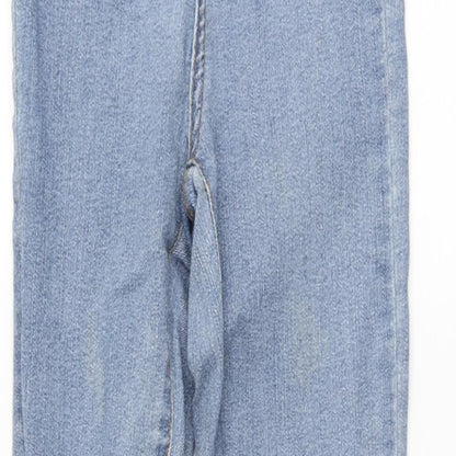 PRETTYLITTLETHING Womens Blue Cotton Skinny Jeans Size 4 L29 in Regular Button